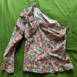 Zara poplin one shoulder top